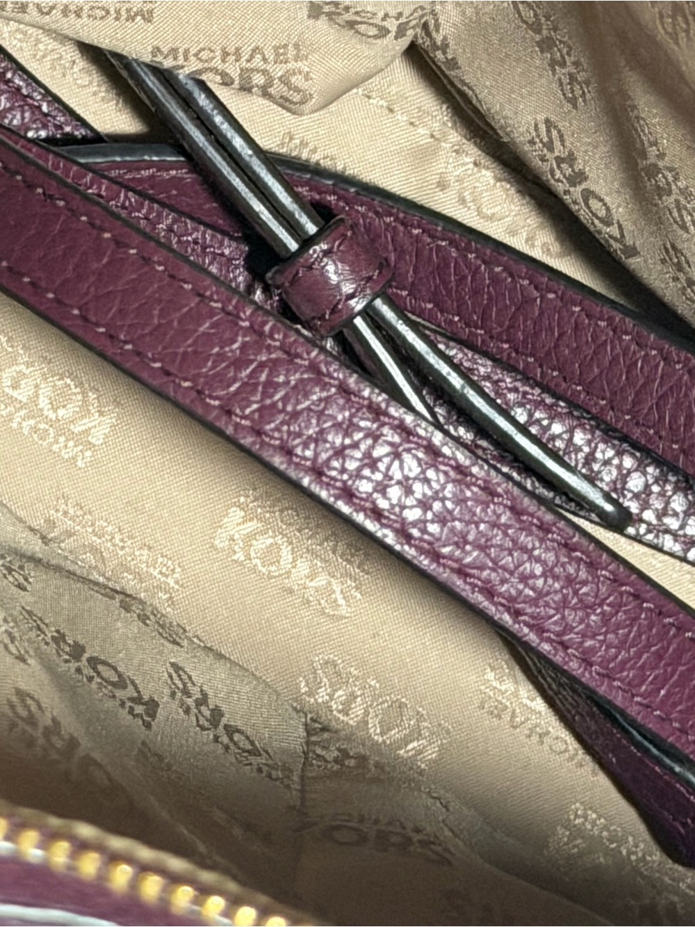 Michael Kors Brown/Plum Logo Satchel with Gold Hardware - Picture 7 of 8